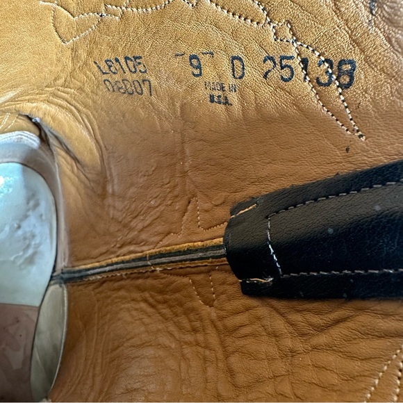 Lucchese Black  Leather Cowboy Boots Men’s Size 9 D - Picture 6 of 10